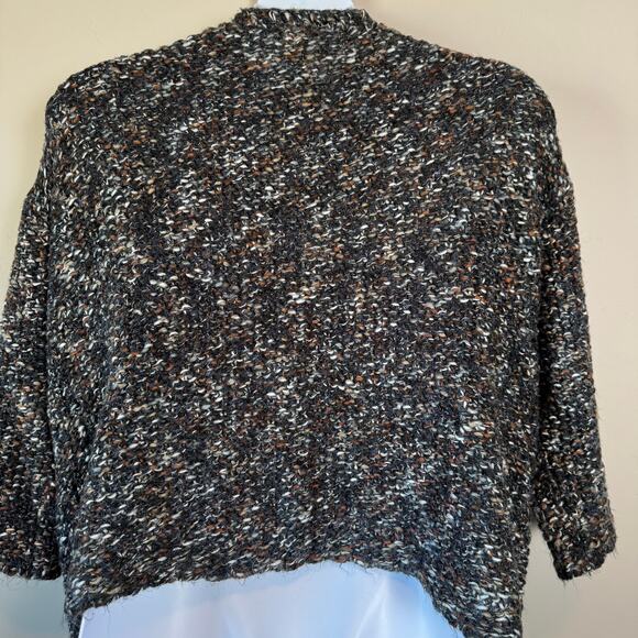 Maurices Womens Sz S Open Cardigan Oversized 3/4 Sleeve Hanky Hem Crochet Boho - Picture 7 of 10
